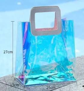 Clear PVC Transparent Beach Storage Bag Cosmetic PVC Shopping Tote Bag with Custom Logo