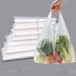 Clear Plastic T Shirt Bags with Reinforced Handles for Heavy Shopping