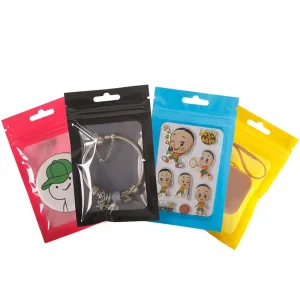 Clear Self Seal Ziplock Plastic Retail Packaging Bag Security Feature Hang Hole for Necklaces Custom Size Available