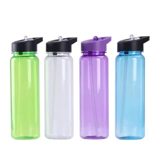 Clear Tritan Plastic 700ml Water Bottle for Sports with Flip Lid Straw