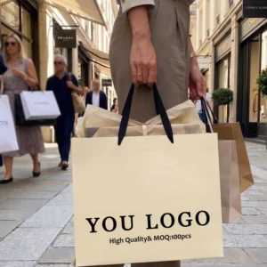 Clothing Jewelry Wig Hair Cosmetic Rice Charcoal Spice Packaging Bags Eco Friendly Durable Logo Waterproof Customized Paper Bags