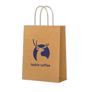 Coated Paper Bags Luxury Craft Candle Bags with Flexo Printing Recyclable Die Cut Handles