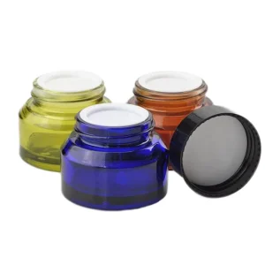 Cobalt Blue Matte Glass Jar Gold Lid Luxury Cosmetic Packaging Custom Logo Refillable Pot Eye Cream Lip Balm UV Protection 30g