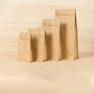Coffee Bean Kraft Paper Packing Pouch Coffee Bags with Valve 500 G 1kg Easy Tear Zipper Flat Bottom Aluminum Bags