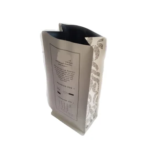 CoffeeBag Stand Pouch Flat Bottom Gusset Sides Bio Degradable Kraft Paper PP Aluminum Foil Material Matt Finishing Logo Vent
