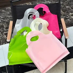Color Thicken Waterproof Plastic Shopping Bag Vest Carrier Supermarket Plastic PE Shopping Mall Bags With Circular Handle