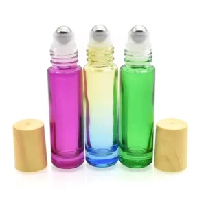 Colored Gradient Glass Essential Oil Bottles 10ml Roll on Perfume Bottles With Roller Ball Screw Cap