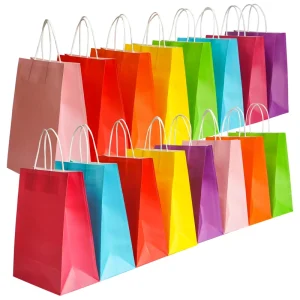 Colored Paper Bag Kraft Gift Packaging Bag With Twist Paper Handles