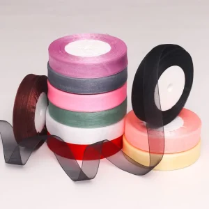 Colorful 2cm Snow Gauze Transparent Polyester Organza Ribbon Handmade DIY Decorative Butterfly Bow Flower Baking Cake Gift Box