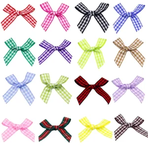 Colorful DIY Mini Plaid Ribbon Bow for Christmas Clothing Lingerie Bra Accessories Eco Friendly Polyester