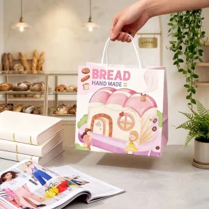 Colorful Design Kraft Paper Bag for Takeout Hand held Paper Bags Rectangular Gift Candy Colored Shopping Bag