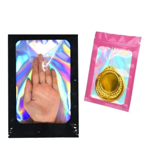 Colorful Laser Holographic Plastic Zipper Bag Resealable Aluminum Foil Smell Proof Mylar Pouch for Eyelash Jewelry Jewelry Candy