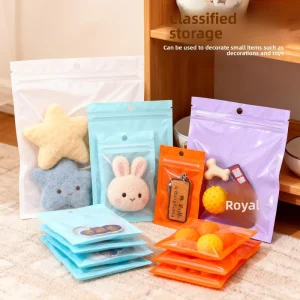 Colorful Resealable OPP CPP Plastic Zip Lock Bags Matte Clear Front with Hang Hole Earrings Packaging