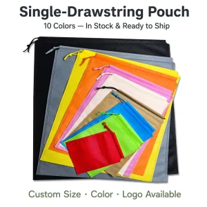 Colorful Single Drawstring Pouch Non Woven Gift Packaging Bag Custom Logo Dust Pouch For Jewelry Cosmetic Soap Candle Storage