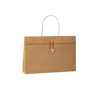 Commercial Thickened Buckle Closure Kraft Paper File Bag Customizable Gift Small Item Packaging Bag Reusable