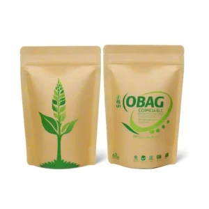 Compostable PLA Pouch Biodegradable Kraft Paper Doypack Stand up Bag for Plant Soil Storage