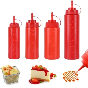 Condiment Squeeze Bottles Container Plastic Sauce Vinegar Oil Ketchup Honey Eco-Friendly Food Safe Modern Design for Salad