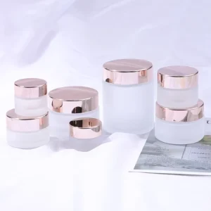 Cosmetic Empty Cream Packaging 50g Face Cream Glass Cosmetic Jar With Rose Gold Lid