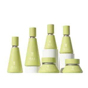 Cosmetic Glass Bottle Set Cone Unique Design Clear Cosmetic Packaging Empty Bottle with Lotion Pump for Skincare Medical Beauty