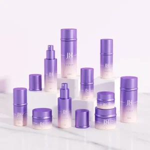 Cosmetic Glass Packaging Set Toner Bottle 20 30 40 50 60 100 120 ml Purple Lotion Pump Bottle Skincare Bottle Set