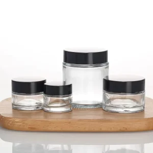 Cosmetic Refillable Glass Jar 50g 100g 30g Clear Frosted Body Butter Cream Jar with Screw Cap Packaging for Skincare Cream