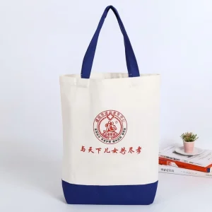 Cotton Canvas Tote Bag Heavy Duty Contrast Strap Design Open Closure Fashion Summer Shopping Bag