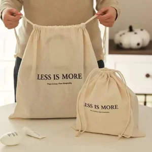 Cotton Drawstring Bag for Baby Clothes Custom Logo Printed Cotton Clothes Shoe Dust Bag