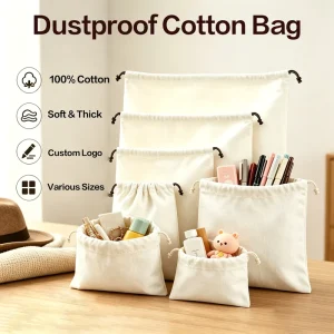 Cotton Drawstring Dustproof Storage Bags, Recyclable Pouches for Cosmetics, Jewelry, Headphones, Candles & Small Gift Packaging