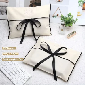 Cotton Envelope Dust Bag Custom Logo Printed Cotton Pouch Clothing Handbag Packaging Bag With Flap