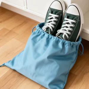 Cotton Fabric Waterproof Eco Friendly Drawstring Backpack for Shoe Dust Bag