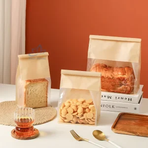 Cotton Paper Bread Pouch Custom Printed PET CPP Bakery Bag for Artisan Bread and Pastry Retail Pack Bulk Bag