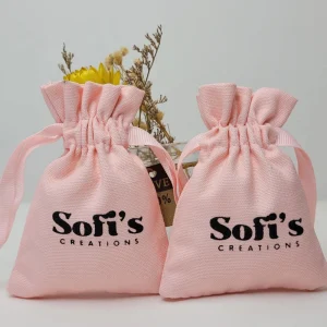 Cotton Small Drawstring String Gift Jewelry Packaging Bag Custom Logo Dust Sack for Eyelashes Earrings Necklace Cosmetics Pouch