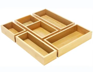 Countertop Utensil Organizer Bamboo Drawer Organizer Storage Box Set Wood Storage Bin Bamboo Storage Organizer