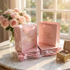 Craft Gift Bags for All Occasions Handles for Gift giving Clothing Store Packaging Gift Bag with Ribbon Handle Custom Laser Foil