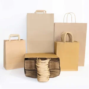 Craft Gift Brown White Packaging Bolsa De Papel Printed Shopping Bag Kraft Paper Bags