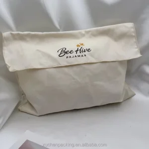 Cream Color Large Twill Cotton Envelope Dust Bags for Luxury Pajamas Custom Leather Journals Flap Cotton Packaging Bag