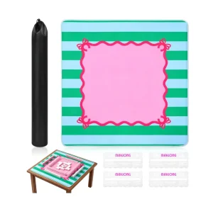 Crease Free 3mm Non Slip Mahjong Game Mat with Noise Reducing Cushion for American Mahjong and Poker