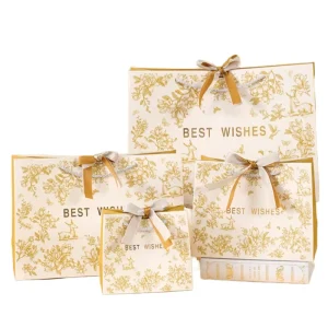Creative Durable Eco Friendly Floral Luxury Craft Gift Bag Ribbon Qixi Festival Wedding Favor Candy Birthday Souvenir Paper Tote