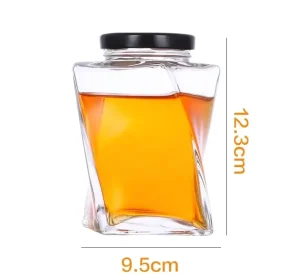 Creative New Designed Glass Honey Jar with Lid Food Container for Cookies and Candy