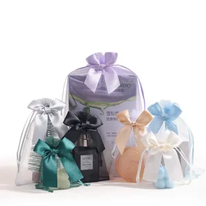 Creative New Factory Spot Hot Stamping Drawstring Organza Packaging Materials Bundle for Cosmetics Jewelry Packaging