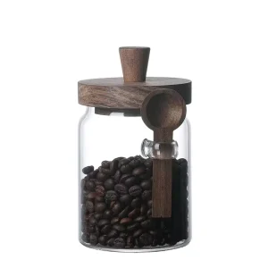 Cross border Drop Shipping love Hanging Spoon Glass Sealed Jar Food Grade Coffee Bean Tea Grain Storage Jar Silk Screen Printed