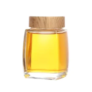 Custom 180ml 280ml 380ml 500ml 750ml Transparent Square Shape Honeycomb Glass Jars Twist off Sealing Lids Honey Storage