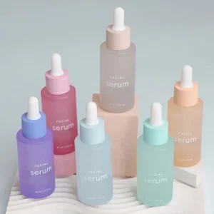 Custom 1oz Glass Dropper Bottle Plastic Dropper Frosted Matte Colorful Empty Cosmetic Oil Serum Bottle 30ml 40ml 50ml