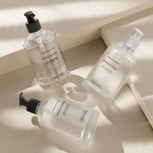 Custom 350ml Luxury Empty Colorful Glass Bottles Frosted Shampoo Conditioner Bottles Packaging