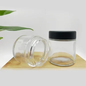 Custom 3oz Clear Glass Storage Jar with Child Resistant Cap Glass Packaging OEM Manufacturer