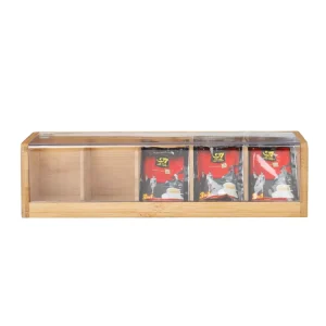 Custom 5 Compartment Acrylic Bamboo Coffee Tea Bag Organizer Storage Box Organizer for Tea Bag