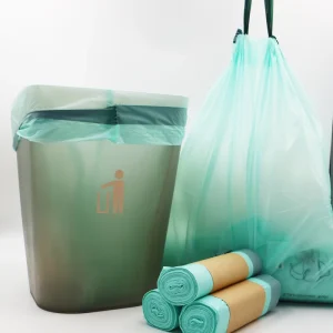 Custom 50L Biodegradable PLA Plastic Trash Bags Heat Sealed Drawstring Compostable Cornstarch Rubbish Garbage Bags