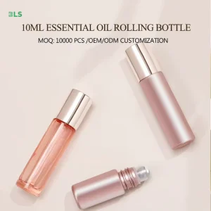 Custom 5ml 10ml Pink Roll on Bottle Cylindrical Refillable Travel Portable Clear Perfume Roller Bottle MOQ10000PCS