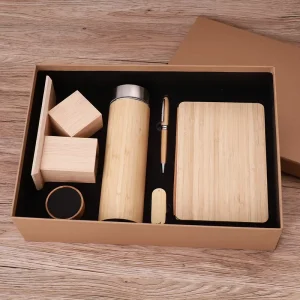 Custom A5 Eco Friendly Bamboo Business Gift Sets Insulated Portable Cups Fashion Style Designs Father’s Day New Year