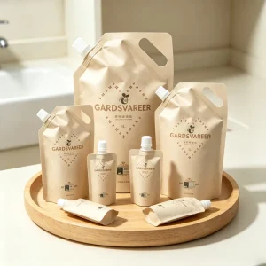 Custom Baby Food Liquid Doypack Package Biodegradable Eco Friendly Refillr Stand up Kraft Paper Spout Pouch Bag